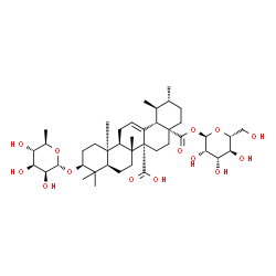 ChemSpider 2D Image | 1-O-{(3beta,10alpha,17alpha)-3-[(6-Deoxy-alpha-D-mannopyranosyl)oxy]-27-hydroxy-27,28-dioxours-12-en-28-yl}-alpha-D-mannopyranose | C42H66O14