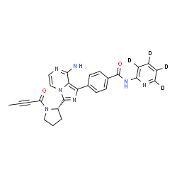 ChemSpider 2D Image | 4-{8-Amino-3-[(2S)-1-(2-butynoyl)-2-pyrrolidinyl]imidazo[1,5-a]pyrazin-1-yl}-N-[(~2~H_4_)-2-pyridinyl]benzamide | C26H19D4N7O2