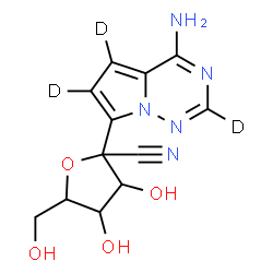ChemSpider 2D Image | 2-[4-Amino(~2~H_3_)pyrrolo[2,1-f][1,2,4]triazin-7-yl]-3,4-dihydroxy-5-(hydroxymethyl)tetrahydro-2-furancarbonitrile (non-preferred name) | C12H10D3N5O4