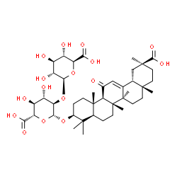 ChemSpider 2D Image | (3beta)-30-Hydroxy-11,30-dioxoolean-12-en-3-yl 2-O-beta-D-glucopyranuronosyl-beta-D-glucopyranosiduronic acid | C42H62O16