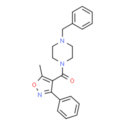 ChemSpider 2D Image | (4-Benzyl-1-piperazinyl)(5-methyl-3-phenyl-1,2-oxazol-4-yl)methanone | C22H23N3O2