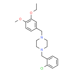 ChemSpider 2D Image | 1-(2-Chlorobenzyl)-4-(3-ethoxy-4-methoxybenzyl)piperazine | C21H27ClN2O2