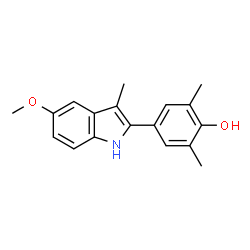 ChemSpider 2D Image | 4-(5-Methoxy-3-methyl-1H-indol-2-yl)-2,6-dimethylphenol | C18H19NO2