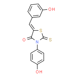 ChemSpider 2D Image | (5Z)-5-(3-Hydroxybenzylidene)-3-(4-hydroxyphenyl)-2-thioxo-1,3-thiazolidin-4-one | C16H11NO3S2