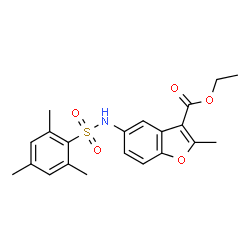 ChemSpider 2D Image | Ethyl 5-[(mesitylsulfonyl)amino]-2-methyl-1-benzofuran-3-carboxylate | C21H23NO5S