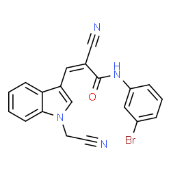 ChemSpider 2D Image | (2Z)-N-(3-Bromophenyl)-2-cyano-3-[1-(cyanomethyl)-1H-indol-3-yl]acrylamide | C20H13BrN4O