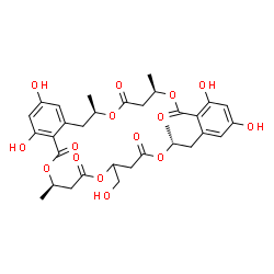 ChemSpider 2D Image | (7R,15R,23R,27R)-2,4,18,20-Tetrahydroxy-11-(hydroxymethyl)-7,15,23,27-tetramethyl-7,8,11,12,15,16,23,24,27,28-decahydro-5H,9H,13H,21H,25H-dibenzo[k,u][1,5,9,15,19]pentaoxacyclotetracosine-5,9,13,21,25
-pentone | C32H38O15