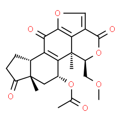 ChemSpider 2D Image | (1R,6bS,9aS,11R,11bS)-1-(Methoxymethyl)-9a,11b-dimethyl-3,6,9-trioxo-1,6,6b,7,8,9,9a,10,11,11b-decahydro-3H-furo[4,3,2-de]indeno[4,5-h]isochromen-11-yl acetate | C23H24O8