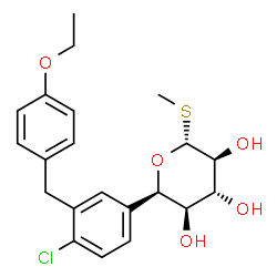 ChemSpider 2D Image | Methyl (5R)-5-[4-chloro-3-(4-ethoxybenzyl)phenyl]-1-thio-beta-L-xylopyranoside | C21H25ClO5S