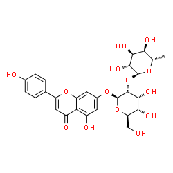ChemSpider 2D Image | 5-Hydroxy-2-(4-hydroxyphenyl)-4-oxo-4H-chromen-7-yl 2-O-(6-deoxy-alpha-L-altropyranosyl)-beta-D-allopyranoside | C27H30O14