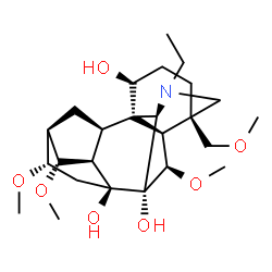 ChemSpider 2D Image | (1alpha,4beta,6alpha,7beta,8alpha,14beta,16beta,17R)-20-Ethyl-6,14,16-trimethoxy-4-(methoxymethyl)aconitane-1,7,8-triol | C25H41NO7
