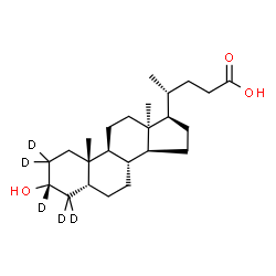 ChemSpider 2D Image | (3alpha,5beta,13alpha)-3-Hydroxy(2,2,3,4,4-~2~H_5_)cholan-24-oic acid | C24H35D5O3