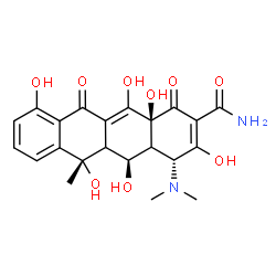 ChemSpider 2D Image | (4R,5S,6S,12aS)-4-(Dimethylamino)-3,5,6,10,12,12a-hexahydroxy-6-methyl-1,11-dioxo-1,4,4a,5,5a,6,11,12a-octahydro-2-tetracenecarboxamide | C22H24N2O9