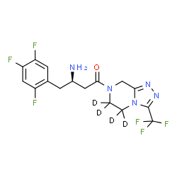 ChemSpider 2D Image | (3R)-3-Amino-1-[3-(trifluoromethyl)(5,5,6,6-~2~H_4_)-5,6-dihydro[1,2,4]triazolo[4,3-a]pyrazin-7(8H)-yl]-4-(2,4,5-trifluorophenyl)-1-butanone | C16H11D4F6N5O