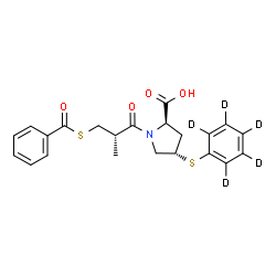 ChemSpider 2D Image | (4S)-1-[(2S)-3-(Benzoylsulfanyl)-2-methylpropanoyl]-4-[(~2~H_5_)phenylsulfanyl]-D-proline | C22H18D5NO4S2