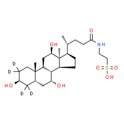 ChemSpider 2D Image | 2-{[(3beta,5beta,7alpha,12beta,13alpha)-3,7,12-Trihydroxy-24-oxo(2,2,4,4-~2~H_4_)cholan-24-yl]amino}ethanesulfonic acid | C26H41D4NO7S