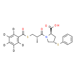 ChemSpider 2D Image | (4S)-1-[(2S)-2-Methyl-3-{[(~2~H_5_)phenylcarbonyl]sulfanyl}propanoyl]-4-(phenylsulfanyl)-D-proline | C22H18D5NO4S2
