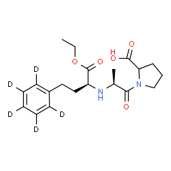 ChemSpider 2D Image | N-[(2S)-1-Ethoxy-1-oxo-4-(~2~H_5_)phenyl-2-butanyl]-L-alanylproline | C20H23D5N2O5