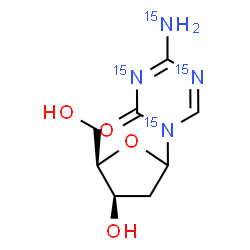 ChemSpider 2D Image | 4-(~15~N)Amino-1-(2-deoxy-D-threo-pentofuranosyl)(~15~N_3_)-1,3,5-triazin-2(1H)-one | C8H1215N4O4