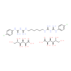 ChemSpider 2D Image | 1-(4-chlorophenyl)-3-[N-[6-[[N-[N-(4-chlorophenyl)carbamimidoyl]carbamimidoyl]amino]hexyl]carbamimidoyl]guanidine;(2S,3R,4S,5S)-2,3,4,5,6-pentahydroxyhexanoic acid;(2R,3S,4R,5R)-2,3,4,5,6-pentahydroxyhexanoic acid | C34H54Cl2N10O14
