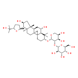 ChemSpider 2D Image | (3alpha,6alpha,8alpha,13alpha,14beta,16beta,17alpha,24S)-6,16,25-Trihydroxy-20,24-epoxy-9,19-cyclolanostan-3-yl 2-O-alpha-L-altropyranosyl-beta-D-arabinopyranoside | C41H68O14