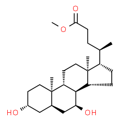 ChemSpider 2D Image | Methyl (3alpha,5alpha,7beta,8alpha,9beta,10alpha,13alpha,14beta,17alpha)-3,7-dihydroxycholan-24-oate | C25H42O4