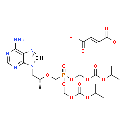 ChemSpider 2D Image | Bis{[(isopropoxycarbonyl)oxy]methyl} [({(2R)-1-[6-amino(8-~14~C)-9H-purin-9-yl]-2-propanyl}oxy)methyl]phosphonate (2E)-2-butenedioate (1:1) | C2214CH34N5O14P