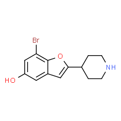 ChemSpider 2D Image | 7-Bromo-2-(4-piperidinyl)-1-benzofuran-5-ol | C13H14BrNO2