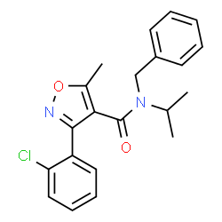 ChemSpider 2D Image | N-Benzyl-3-(2-chlorophenyl)-N-isopropyl-5-methyl-1,2-oxazole-4-carboxamide | C21H21ClN2O2