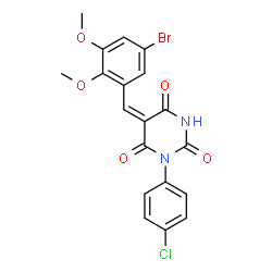 ChemSpider 2D Image | (5E)-5-(5-Bromo-2,3-dimethoxybenzylidene)-1-(4-chlorophenyl)-2,4,6(1H,3H,5H)-pyrimidinetrione | C19H14BrClN2O5