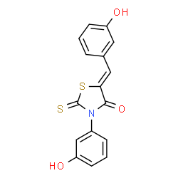 ChemSpider 2D Image | (5Z)-5-(3-Hydroxybenzylidene)-3-(3-hydroxyphenyl)-2-thioxo-1,3-thiazolidin-4-one | C16H11NO3S2