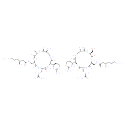ChemSpider 2D Image | (3S)-3,6-Diamino-N-{[(2S,5S,8Z,11S,15S)-15-amino-11-[(4R)-2-amino-3,4,5,6-tetrahydro-4-pyrimidinyl]-8-[(carbamoylamino)methylene]-2-(hydroxymethyl)-3,6,9,12,16-pentaoxo-1,4,7,10,13-pentaazacyclohexade
can-5-yl]methyl}hexanamide - (3S)-3,6-diamino-N-({(2S,5S,8Z,11S,15S)-15-amino-11-[(4R)-2-amino-3,4,5,6-tetrahydro-4-pyrimidinyl]-8-[(carbamoylamino)methylene]-2-methyl-3,6,9,12,16-pentaoxo-1,4,7,10,13
-pentaazacyclohexadecan-5-yl}methyl)hexanamide (1:1) | C50H88N28O15