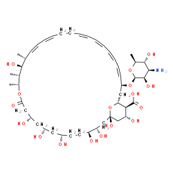 ChemSpider 2D Image | (1R,3S,4S,7S,9S,11S,15R,16R,17S,18R,19Z,33S,35R,36S,37R)-33-[(3-Amino-3,6-dideoxy-beta-L-mannopyranosyl)oxy]-1,3,4,7,9,11,17,37-octahydroxy-15,16,18-trimethyl-13-oxo-14,39-dioxabicyclo[33.3.1]nonatria
conta-19,21,25,27,29,31-hexaene-36-carboxylic acid | C47H75NO17
