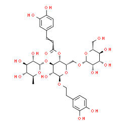 ChemSpider 2D Image | 2-(3,4-Dihydroxyphenyl)ethyl 6-deoxy-alpha-L-glucopyranosyl-(1->3)-[beta-D-mannopyranosyl-(1->6)]-4-O-[(2E)-3-(3,4-dihydroxyphenyl)-2-propenoyl]-alpha-L-idopyranoside | C35H46O20