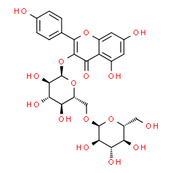 ChemSpider 2D Image | 5,7-Dihydroxy-2-(4-hydroxyphenyl)-4-oxo-4H-chromen-3-yl 6-O-alpha-D-glucopyranosyl-alpha-D-glucopyranoside | C27H30O16
