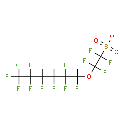 ChemSpider 2D Image | 2-[(6-Chloro-1,1,2,2,3,3,4,4,5,5,6,6-dodecafluorohexyl)oxy]-1,1,2,2-tetrafluoroethanesulfonic acid | C8HClF16O4S