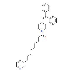 ChemSpider 2D Image | 4-(2,2-Diphenylethenyl)-1-(1-oxo-9-(3-pyridinyl)nonyl)piperidine | C33H40N2O