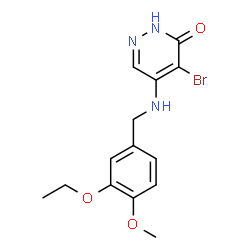 ChemSpider 2D Image | 4-Bromo-5-[(3-ethoxy-4-methoxybenzyl)amino]-3(2H)-pyridazinone | C14H16BrN3O3