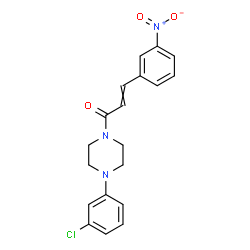 ChemSpider 2D Image | 1-[4-(3-Chlorophenyl)-1-piperazinyl]-3-(3-nitrophenyl)-2-propen-1-one | C19H18ClN3O3