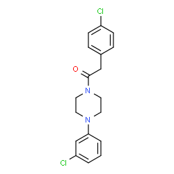 ChemSpider 2D Image | 2-(4-Chlorophenyl)-1-[4-(3-chlorophenyl)-1-piperazinyl]ethanone | C18H18Cl2N2O