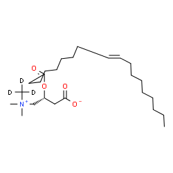 ChemSpider 2D Image | (3R)-4-{Dimethyl[(~2~H_3_)methyl]ammonio}-3-[(9E)-9-octadecenoyloxy]butanoate | C25H44D3NO4