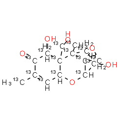 ChemSpider 2D Image | 3,7,15-Trihydroxy(2,3,4,5,6,7,8,9,10,11,12,13,14,15,16-~13~C_15_)-12,13-epoxytrichothec-9-en-8-one | 13C15H20O6