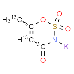 ChemSpider 2D Image | Potassium 6-(~13~C)methyl-4-oxo(~13~C_3_)-4H-1,2,3-oxathiazin-3-ide 2,2-dioxide | 13C4H4KNO4S