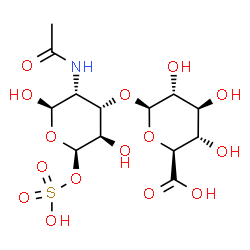 ChemSpider 2D Image | (2S,3S,4S,5R,6R)-6-{[(2R,3R,4S,5R,6R)-3-Acetamido-2,5-dihydroxy-6-(sulfooxy)tetrahydro-2H-pyran-4-yl]oxy}-3,4,5-trihydroxytetrahydro-2H-pyran-2-carboxylic acid (non-preferred name) | C13H21NO15S