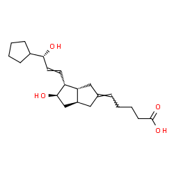 ChemSpider 2D Image | (5E)-5-[(3aR,4R,5R,6aS)-4-[(3S)-3-Cyclopentyl-3-hydroxy-1-propen-1-yl]-5-hydroxyhexahydro-2(1H)-pentalenylidene]pentanoic acid | C21H32O4