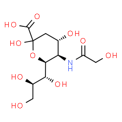 ChemSpider 2D Image | (6S)-3,5-Dideoxy-5-(glycoloylamino)-6-[(1R,2R)-1,2,3-trihydroxypropyl]-L-threo-hex-2-ulopyranosonic acid | C11H19NO10