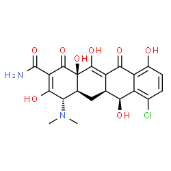 ChemSpider 2D Image | (4S,4aS,5aS,6S,12aR)-7-Chloro-4-(dimethylamino)-3,6,10,12,12a-pentahydroxy-1,11-dioxo-1,4,4a,5,5a,6,11,12a-octahydro-2-tetracenecarboxamide | C21H21ClN2O8