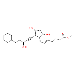 ChemSpider 2D Image | Methyl (5E)-7-{(1R,2R,3R,5S)-2-[(3S)-5-cyclohexyl-3-hydroxy-1-pentyn-1-yl]-3,5-dihydroxycyclopentyl}-5-heptenoate | C24H38O5