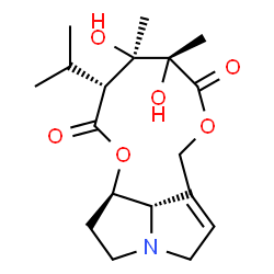 ChemSpider 2D Image | (3R,4R,5R,13aR,13bS)-4,5-Dihydroxy-3-isopropyl-4,5-dimethyl-4,5,8,10,12,13,13a,13b-octahydro-2H-[1,6]dioxacycloundecino[2,3,4-gh]pyrrolizine-2,6(3H)-dione | C18H27NO6