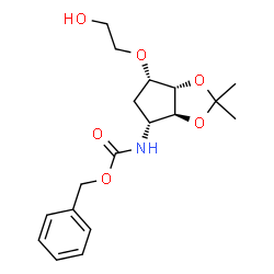 ChemSpider 2D Image | Benzyl [(3aS,4R,6S,6aS)-6-(2-hydroxyethoxy)-2,2-dimethyltetrahydro-3aH-cyclopenta[d][1,3]dioxol-4-yl]carbamate | C18H25NO6